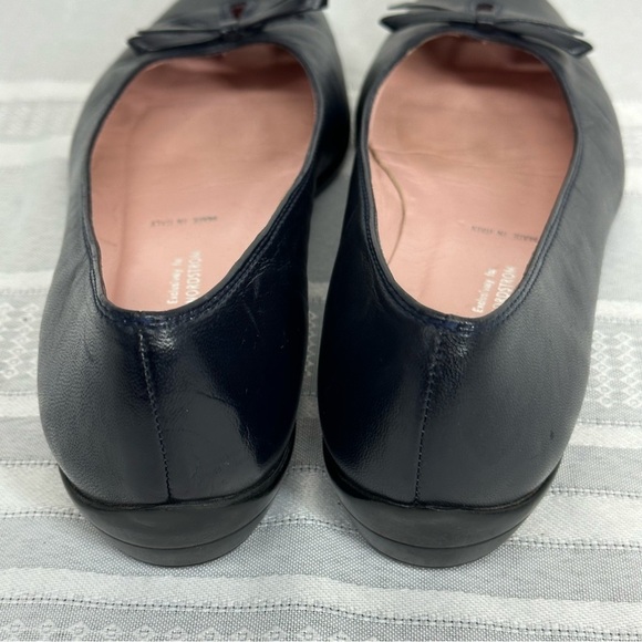 Amalfi size 7 1/2 AA Narrow Navy Blue Leather Slip On Shoe Bow Loafer - Picture 5 of 13